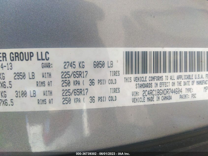 2013 CHRYSLER TOWN & COUNTRY TOURING - 2C4RC1BGXDR744604