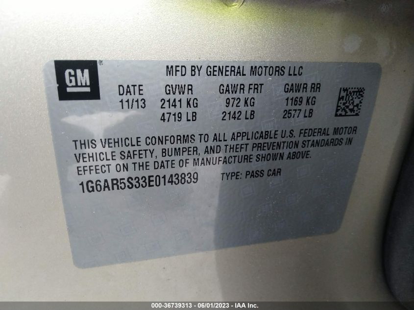 2014 CADILLAC CTS SEDAN LUXURY RWD - 1G6AR5S33E0143839