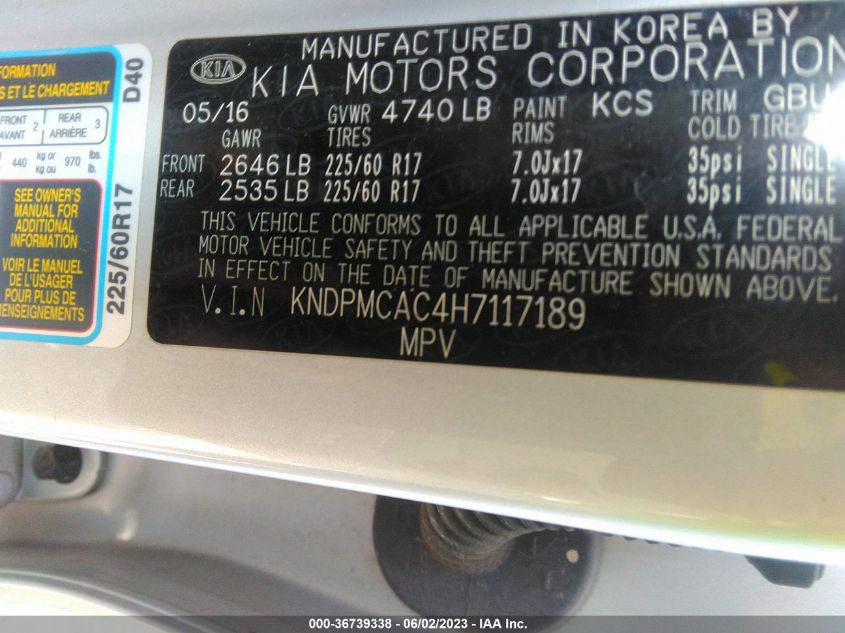 2017 KIA SPORTAGE LX - KNDPMCAC4H7117189