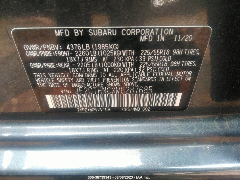 2021 SUBARU CROSSTREK LIMITED - JF2GTHNCXM8287685