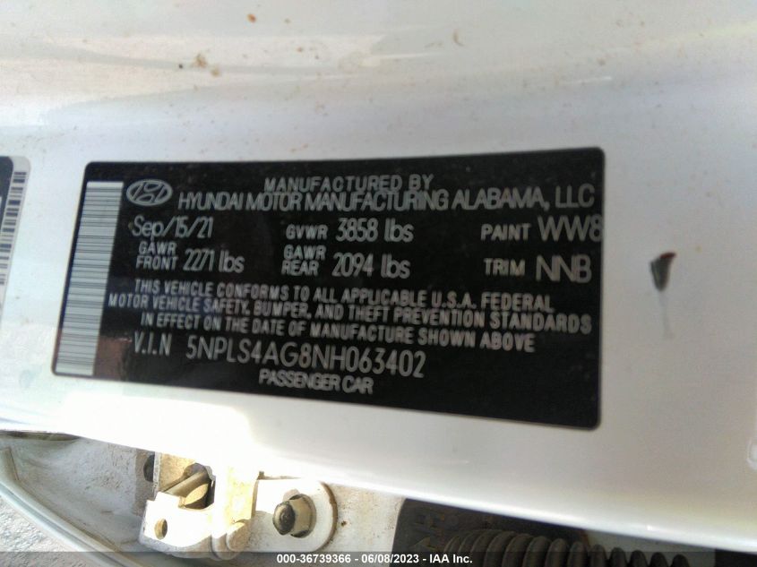 2022 HYUNDAI ELANTRA SEL - 5NPLS4AG8NH063402