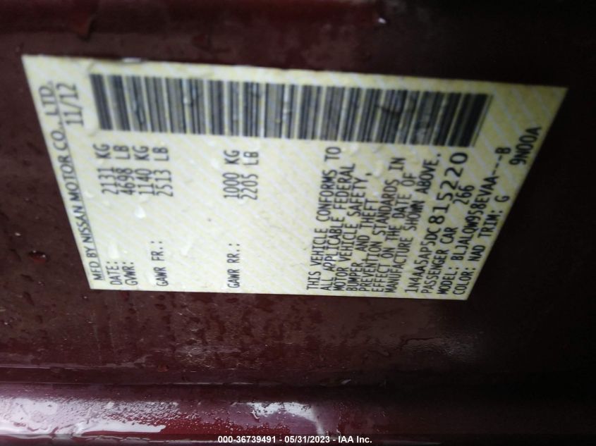 2013 NISSAN MAXIMA 3.5 S - 1N4AA5AP5DC815220
