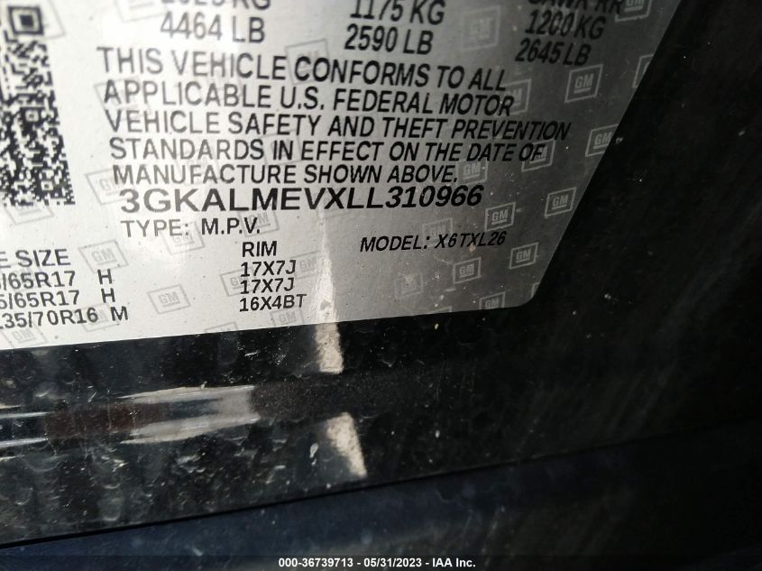 2020 GMC TERRAIN SLE - 3GKALMEVXLL310966