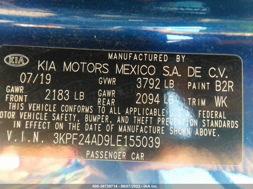 2020 KIA FORTE FE/LXS - 3KPF24AD9LE155039