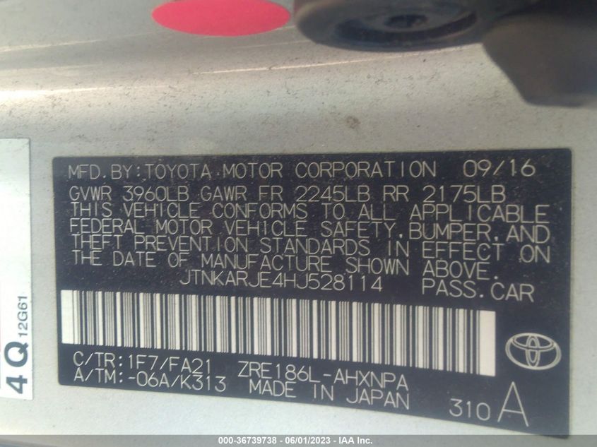 2017 TOYOTA COROLLA IM - JTNKARJE4HJ528114