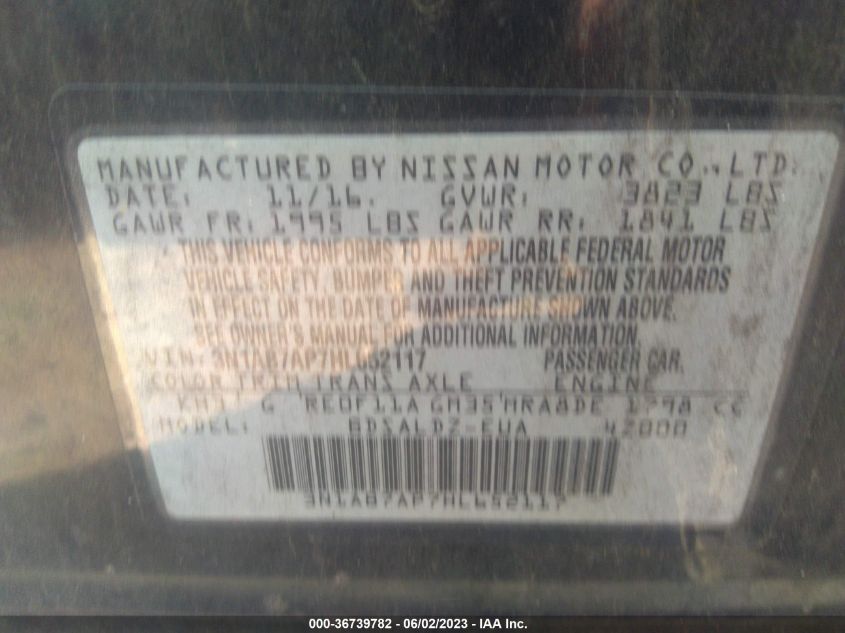 2017 NISSAN SENTRA SV - 3N1AB7AP7HL652117
