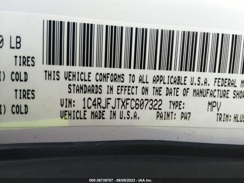 2015 JEEP GRAND CHEROKEE SUMMIT - 1C4RJFJTXFC607322
