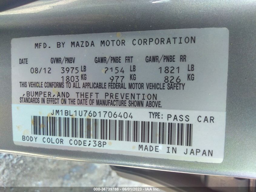 2013 MAZDA MAZDA3 I SPORT - JM1BL1U76D1706404