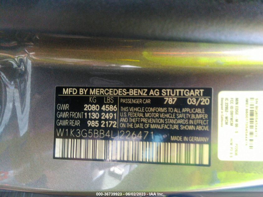 2020 MERCEDES-BENZ A-CLASS AMG A 35 W1K3G5BB4LJ226471