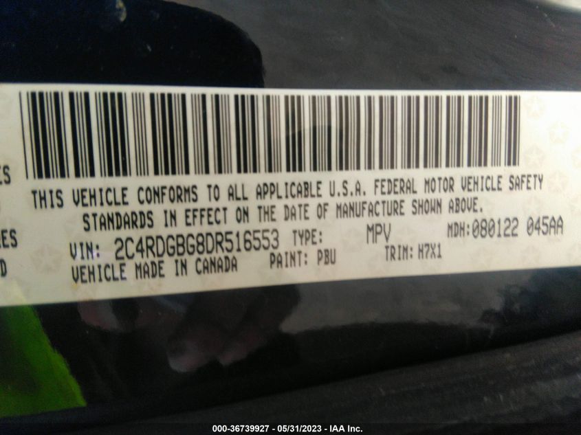 2013 DODGE GRAND CARAVAN SE - 2C4RDGBG8DR516553