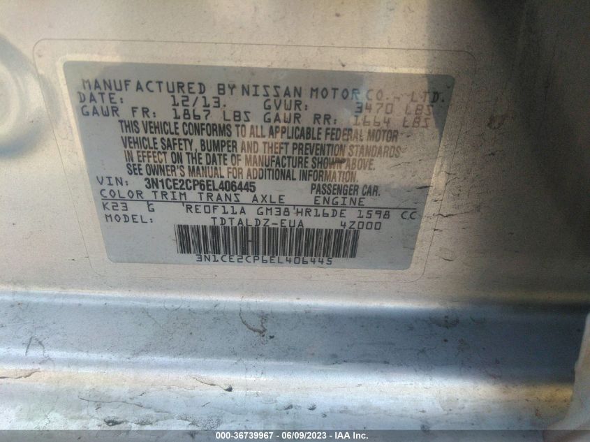 2014 NISSAN VERSA NOTE SV - 3N1CE2CP6EL406445