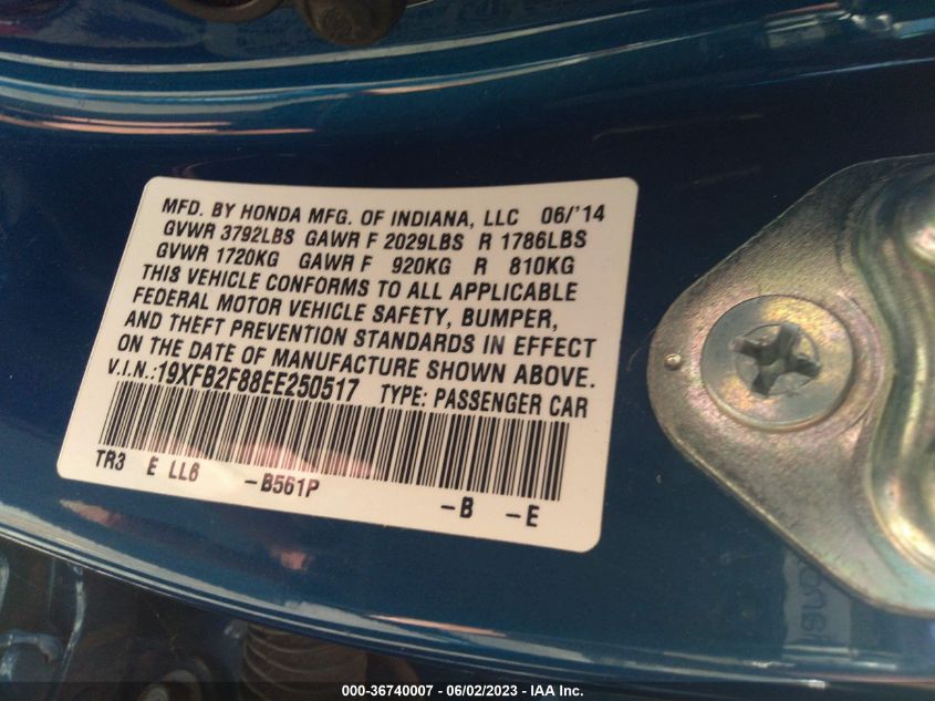2014 HONDA CIVIC SEDAN EX - 19XFB2F88EE250517