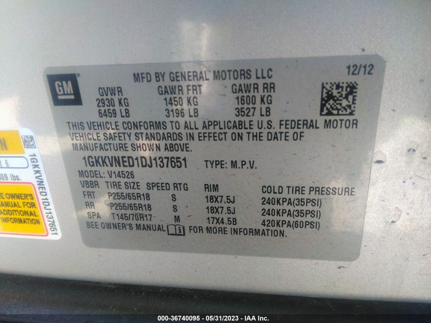 2013 GMC ACADIA SLE - 1GKKVNED1DJ137651