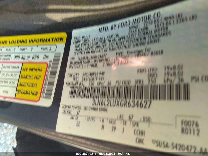 2016 LINCOLN MKZ HYBRID - 3LN6L2LUXGR634627