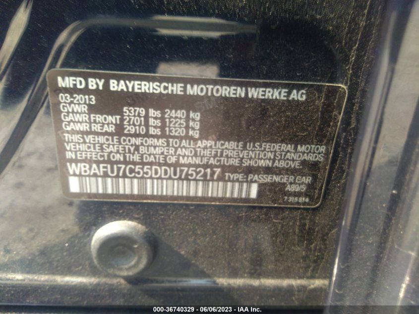 2013 BMW 5 SERIES 535I XDRIVE - WBAFU7C55DDU75217