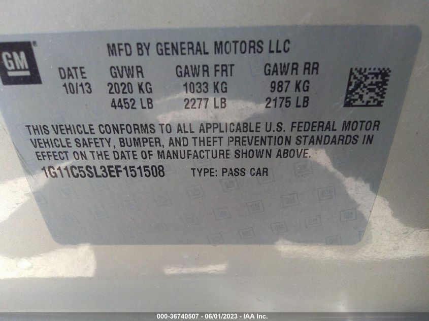 2014 CHEVROLET MALIBU LT - 1G11C5SL3EF151508