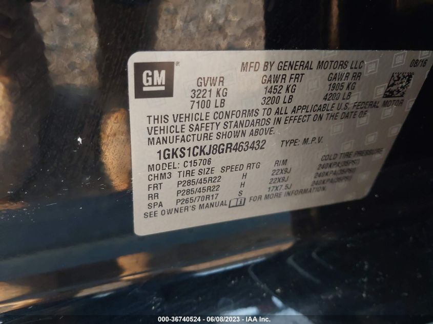 2016 GMC YUKON DENALI - 1GKS1CKJ8GR463432