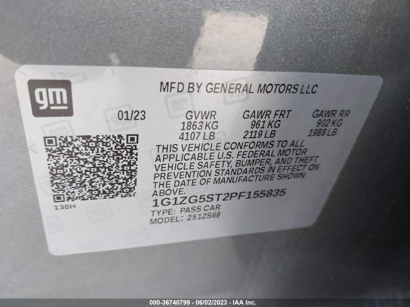 2023 CHEVROLET MALIBU RS - 1G1ZG5ST2PF155835