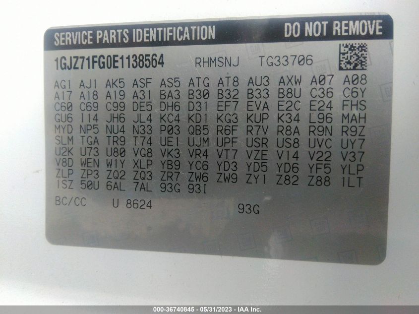 2014 GMC SAVANA PASSENGER LT 1GJZ71FG0E1138564