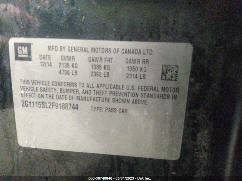 2015 CHEVROLET IMPALA LT - 2G1115SL2F9188744