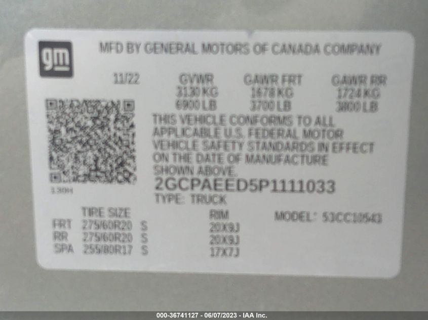 2023 CHEVROLET SILVERADO 1500 LTZ - 2GCPAEED5P1111033
