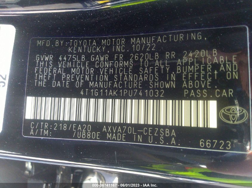 2023 TOYOTA CAMRY SE/SE NIGHTSHADE - 4T1G11AK1PU741032