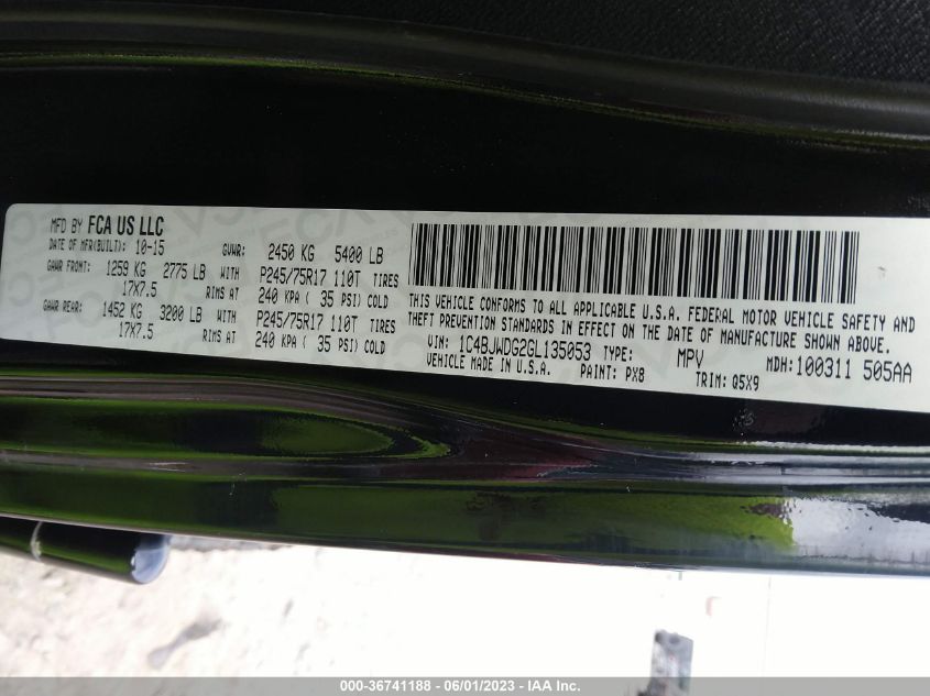 2016 JEEP WRANGLER UNLIMITED BLACK BEAR - 1C4BJWDG2GL135053