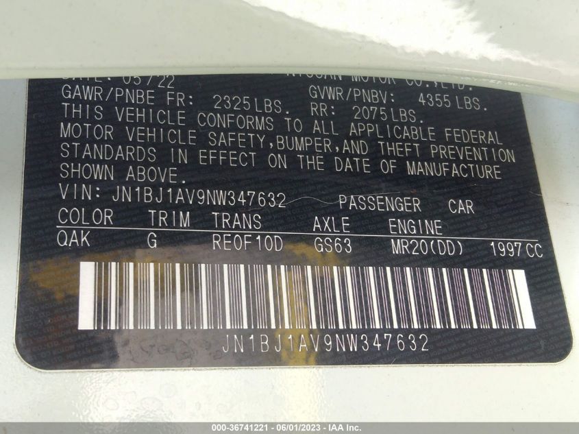 2022 NISSAN ROGUE SPORT S - JN1BJ1AV9NW347632