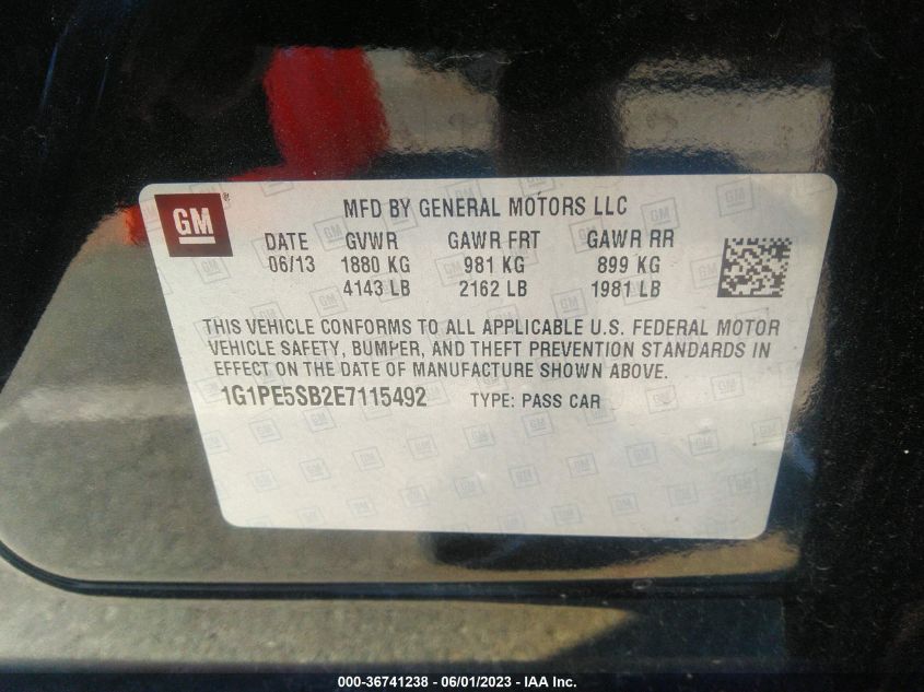 2014 CHEVROLET CRUZE 2LT - 1G1PE5SB2E7115492