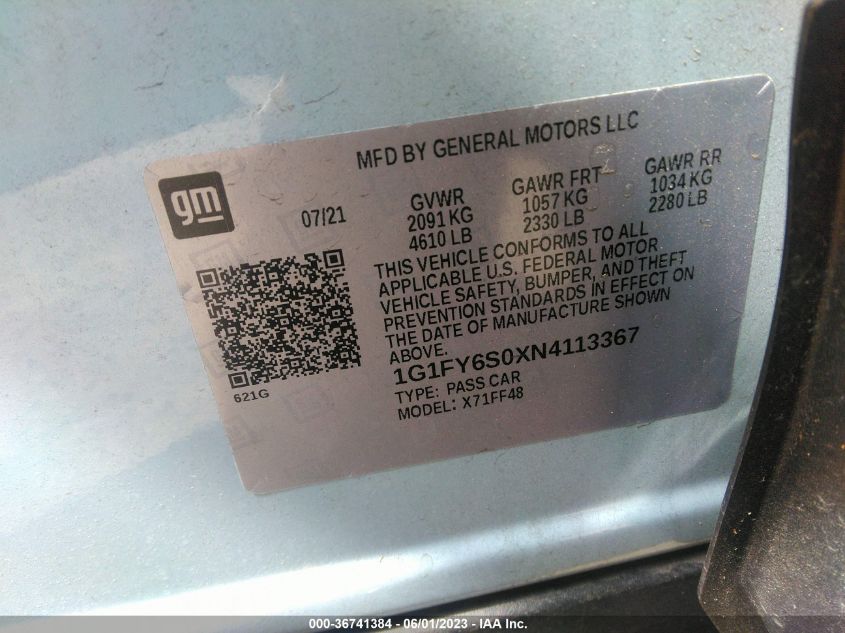 2022 CHEVROLET BOLT EUV LT - 1G1FY6S0XN4113367