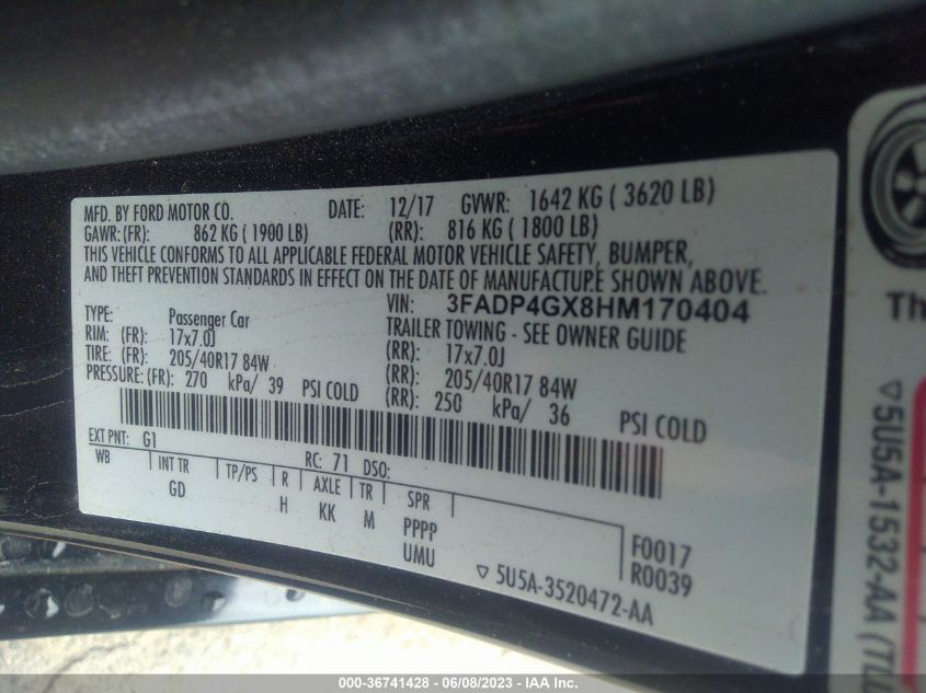 2017 FORD FIESTA ST - 3FADP4GX8HM170404