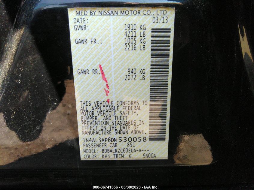 2013 NISSAN ALTIMA 2.5 S - 1N4AL3AP6DN530058