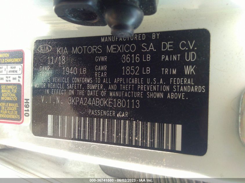 2019 KIA RIO S - 3KPA24AB0KE180113