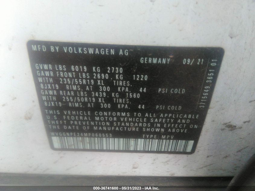 2021 VOLKSWAGEN ID.4 PRO S - WVGGNPE24MP060553