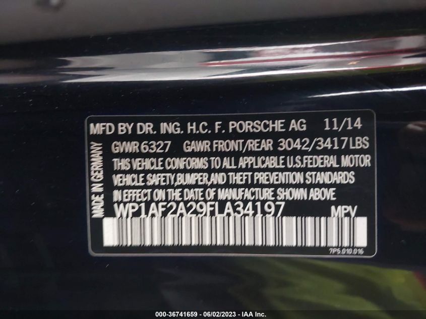 2015 PORSCHE CAYENNE DIESEL - WP1AF2A29FLA34197