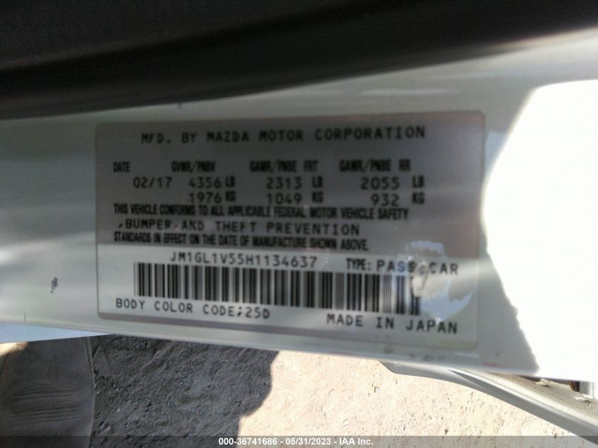 2017 MAZDA MAZDA6 TOURING - JM1GL1V55H1134637