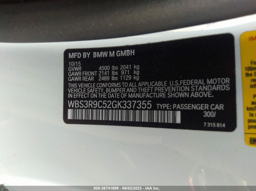 2016 BMW M4 - WBS3R9C52GK337355