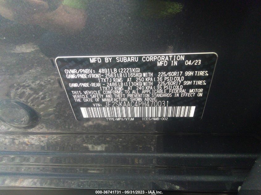 2023 SUBARU FORESTER - JF2SKAAC4PH470031
