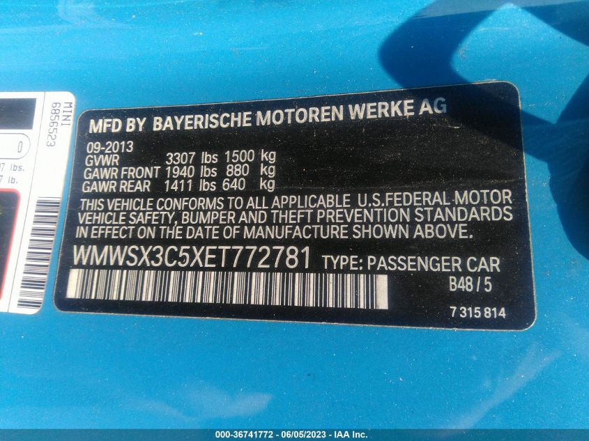 2014 MINI COOPER COUPE S - WMWSX3C5XET772781