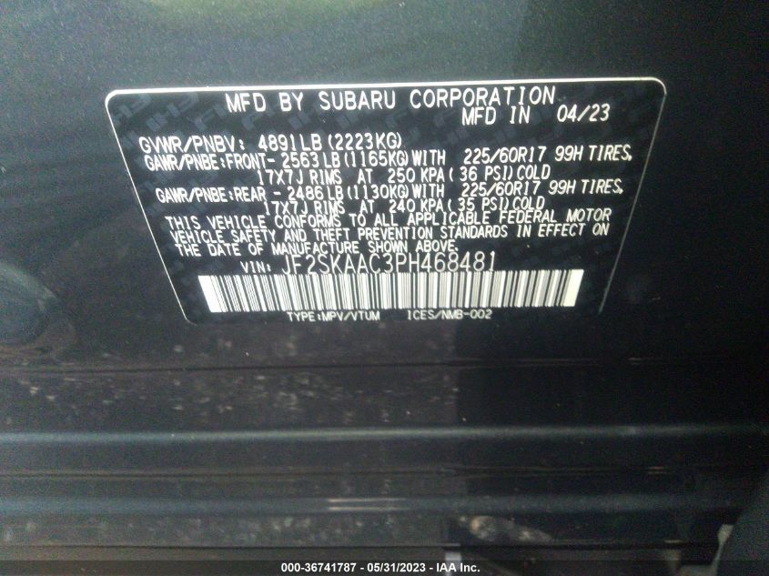2023 SUBARU FORESTER - JF2SKAAC3PH468481