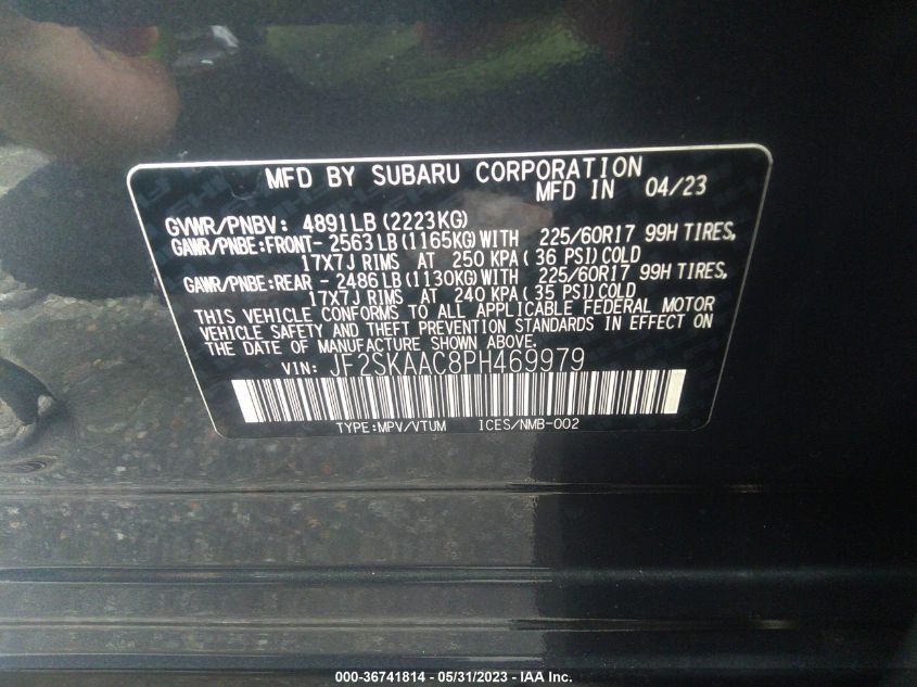2023 SUBARU FORESTER - JF2SKAAC8PH469979