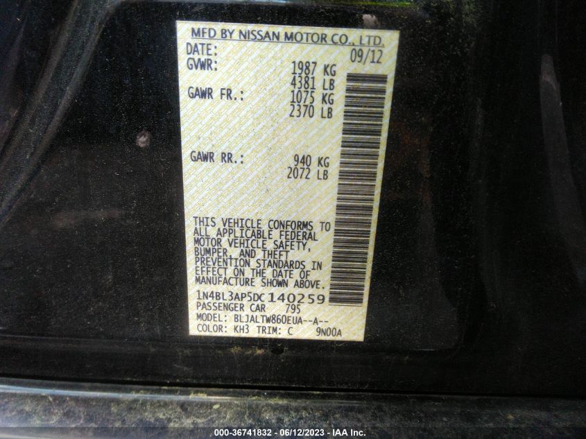 2013 NISSAN ALTIMA 3.5 SV - 1N4BL3AP5DC140259
