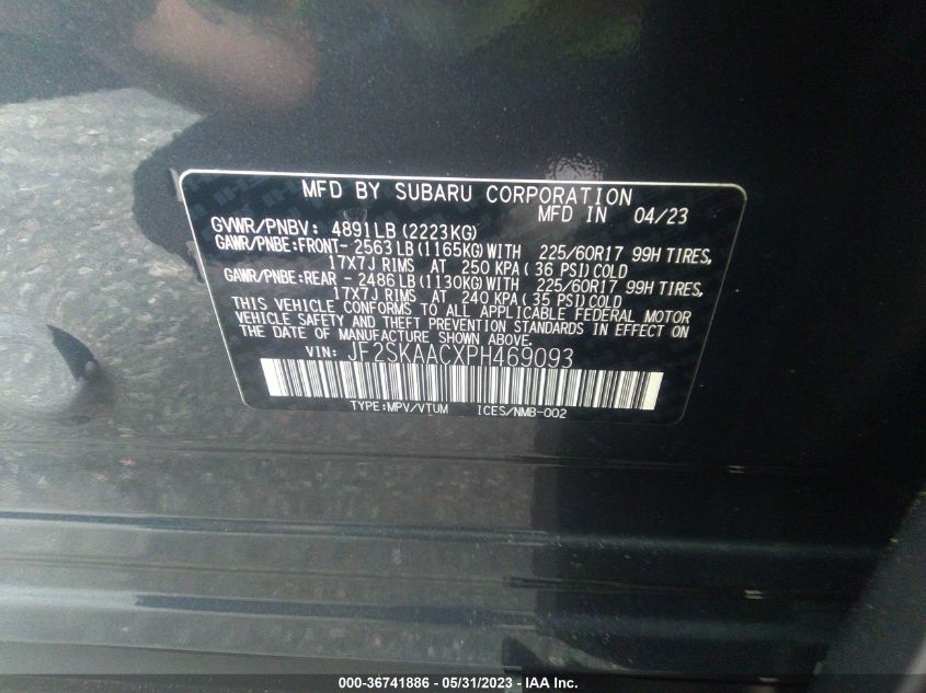 2023 SUBARU FORESTER - JF2SKAACXPH469093