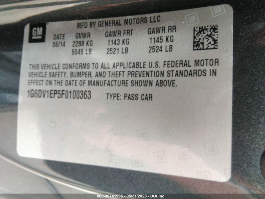 2015 CADILLAC CTS-V COUPE - 1G6DV1EP5F0100363