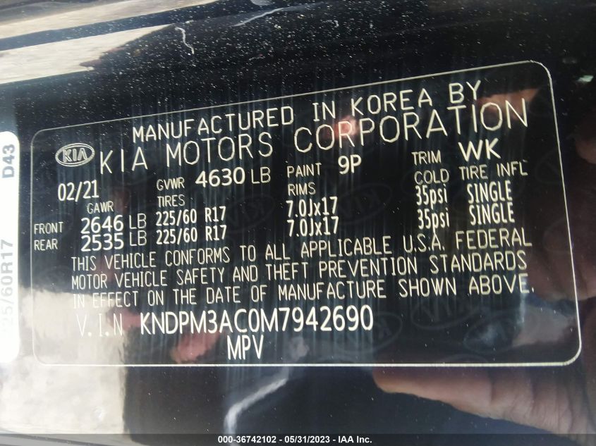 2021 KIA SPORTAGE LX - KNDPM3AC0M7942690