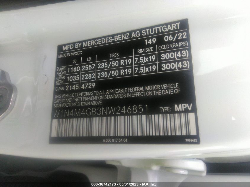 2022 MERCEDES-BENZ GLB GLB 250 - W1N4M4GB3NW246851