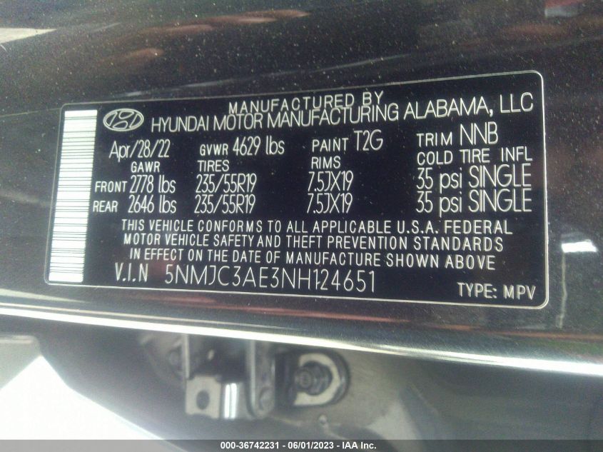 2022 HYUNDAI TUCSON SEL - 5NMJC3AE3NH124651