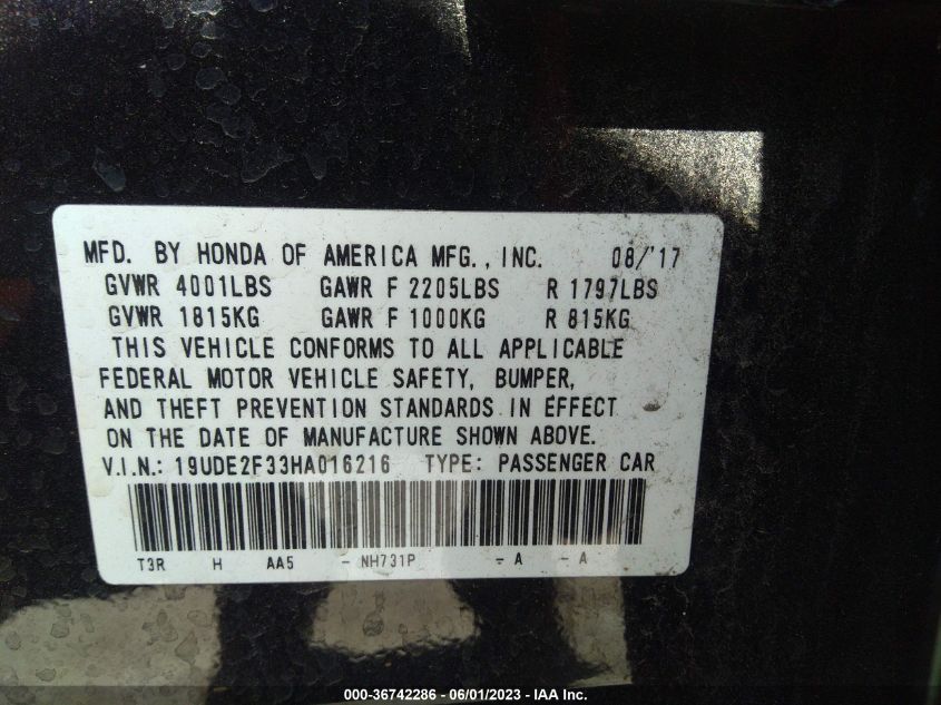 2017 ACURA ILX - 19UDE2F33HA016216
