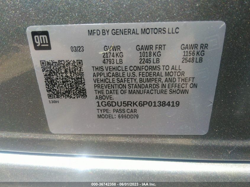2023 CADILLAC CT5 SPORT 1G6DU5RK6P0138419