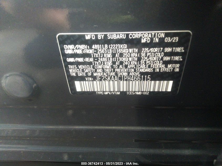 2023 SUBARU FORESTER - JF2SKAAC1PH466115